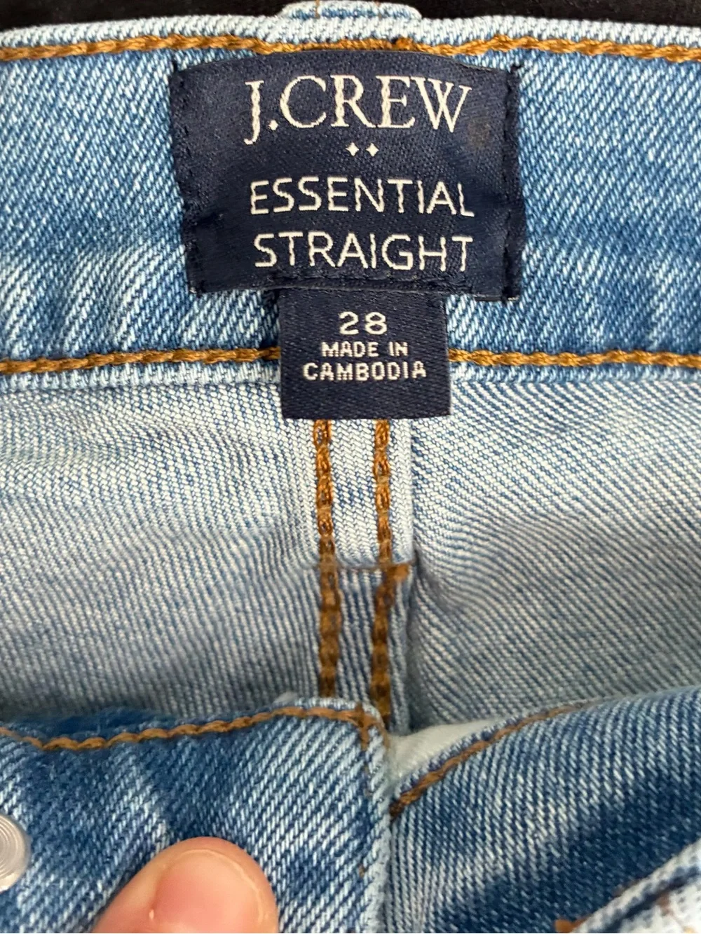 J.Crew Essential Straight High Rise Raw Hem Medium Wash Denim Jeans Size 28
